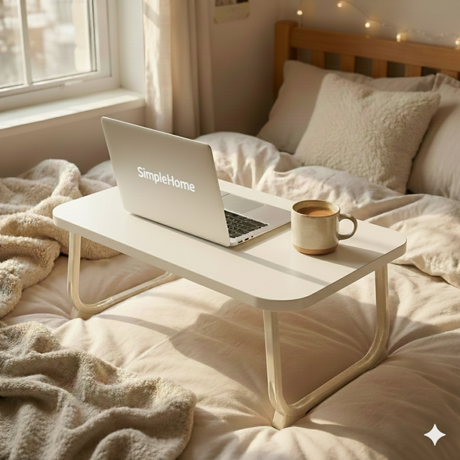 심플홈 튼튼한 접이식 베드 테이블, 화이트