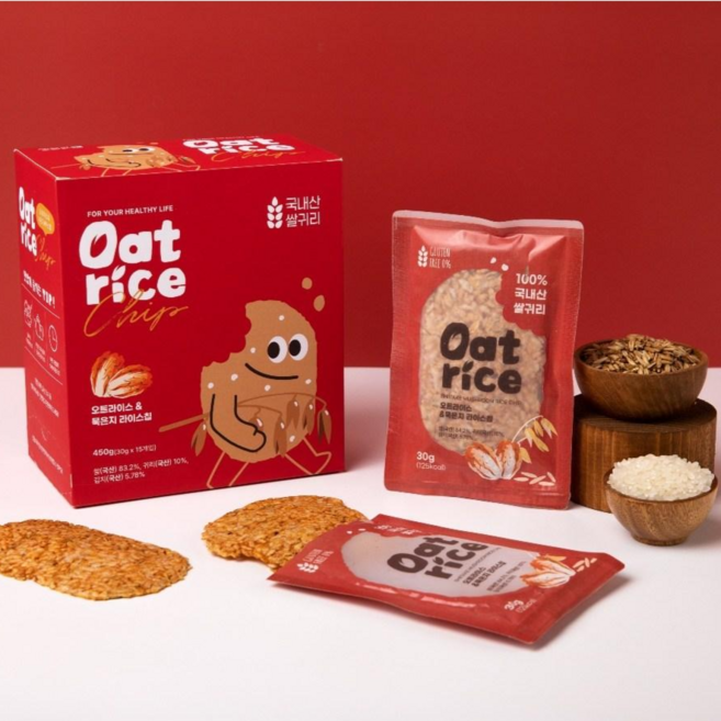 [믿음윤]강진 오트라이스 김치 라이스칩, 30g, 15개