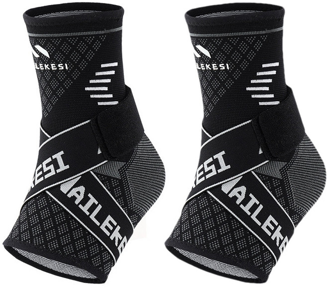 네일릭스 프로 스포츠용 2중 압박 발목 보호대 2개 세트 - 삠 방지 남녀 공용, 검정색, 1세트