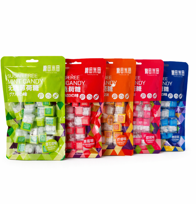 무설탕 사탕 큐브 캔디 민트 과일 믹스 휴대용 입냄새 제거 상쾌 캔디 5가지 혼합맛, 2개, 250g