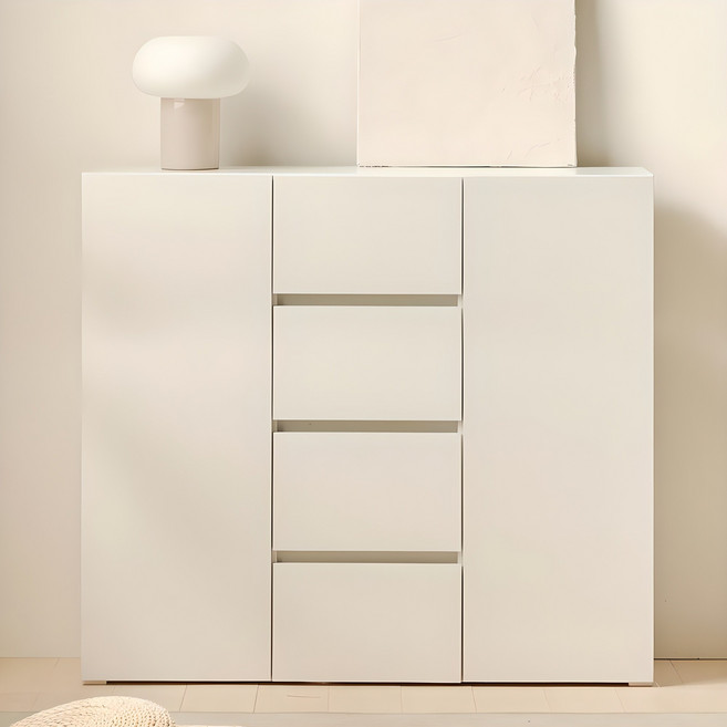룸앤디 모노 더높은 서랍 수납장, 화이트, 4단
