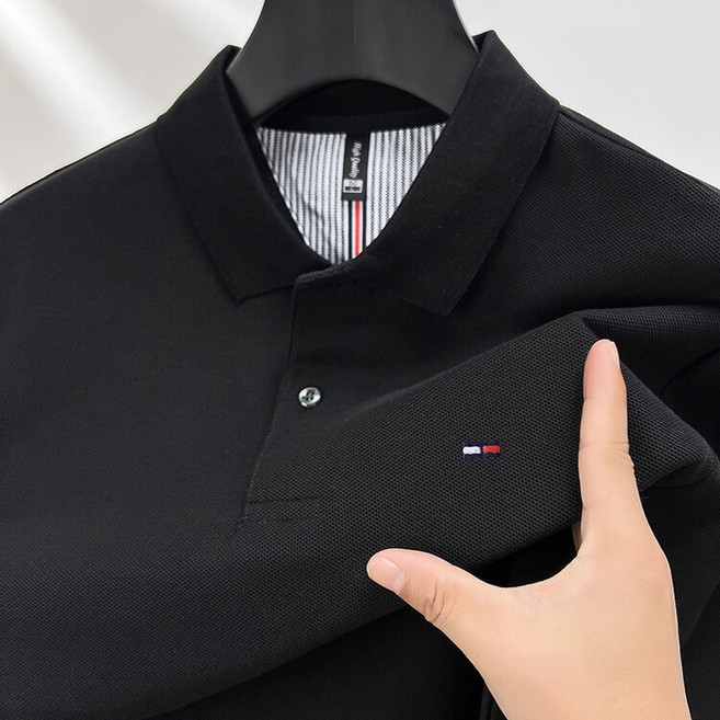 專櫃同款男士長袖體恤中青年男裝商務休閒翻領100純棉刺繡POLO衫