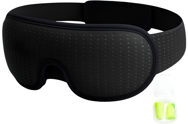 어나더랩 쿨링 수면안대 3D 암막 파우치 귀마개 포함, 블랙, 1개, 1세트