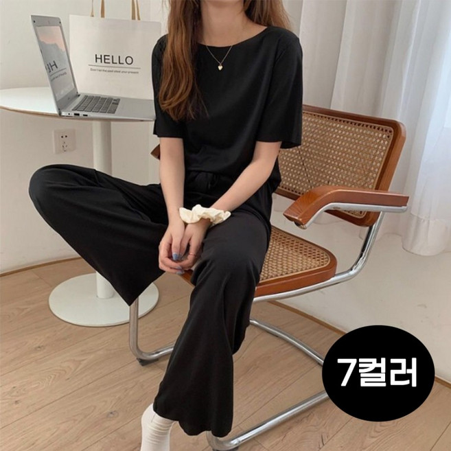 옆집샵 냉감 투피스 파자마 세트 플리츠 홈웨어 시원한 잠자리 메이트 7 color