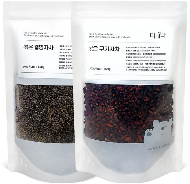 더하다 볶은 결명자구기자차 SET 깨끗이 세척하고 증숙하여 볶아낸 결명자 500g 구기자 200g 세트 국산 국내산 침출차, 1세트, 700g