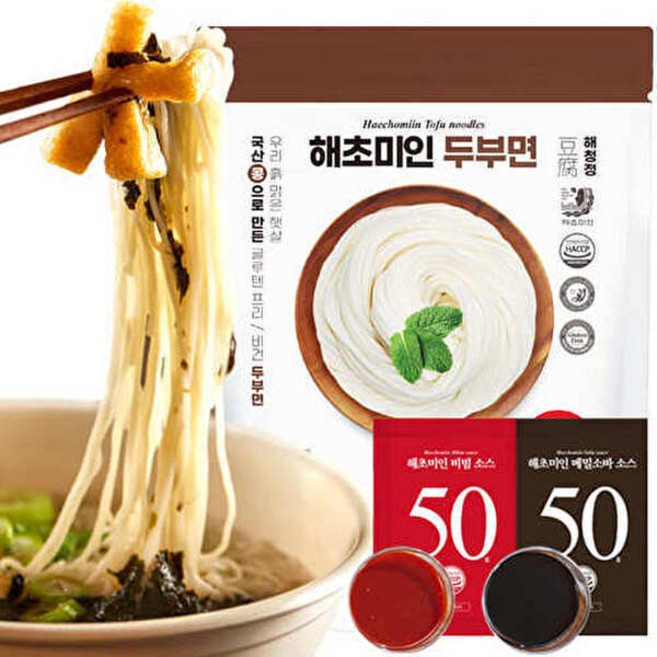 해초미인 두부면 18입 + 비빔소스 10입 메밀소스 8입, 없음, 180g, 18개