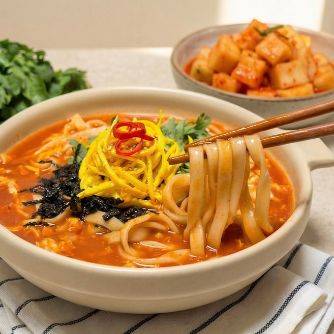 [슈퍼맘푸드] 공주 얼큰이 칼국수 세트 ( 생면 + 소스 ) / 생면 개별포장, 5개, 150g