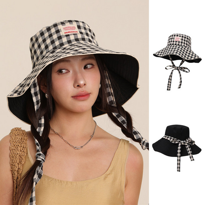 문리버 양면 바스락 끈 버킷햇 여름 자외선차단 햇빛차단 모자