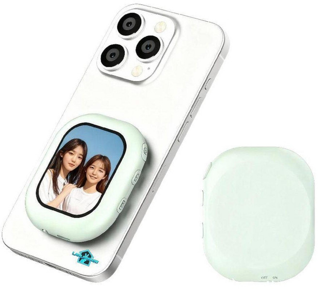 브릿지오 맥세이프 셀카 모니터 셀피 스크린 유튜브 브이로그 촬영 후면 자석 미러링 마그네틱 스마트폰 카메라, 핑크 (블루투스)