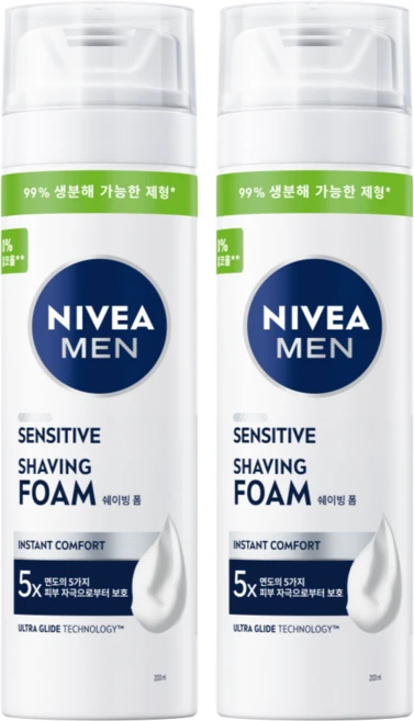 니베아 맨 센서티브 쉐이빙 폼, 200ml, 2개 - 쿠팡