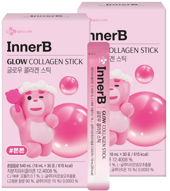 CJ 벨리곰X이너비 글로우 콜라겐 스틱, 60개, 18ml