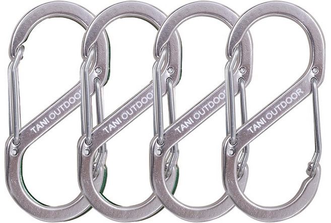 카라비너 대형 중형 소형 D형 S형 고강도 캠핑 비너 차박 타프 텐트 키링, 1세트, 1단, 05_S형 6cm(샴페인핑크4)