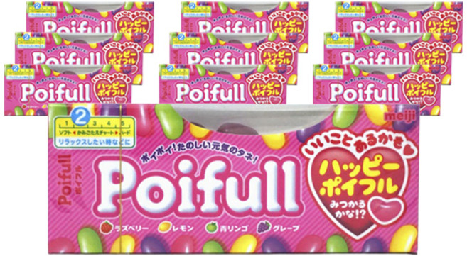 meiji 明治 Poi-Pool 軟糖 覆盆莓 + 檸檬 + 青蘋果 + 葡萄口味, 10個, 53g