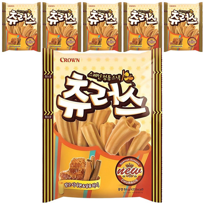 크라운 스페인 정통스낵 츄러스, 84g, 6개