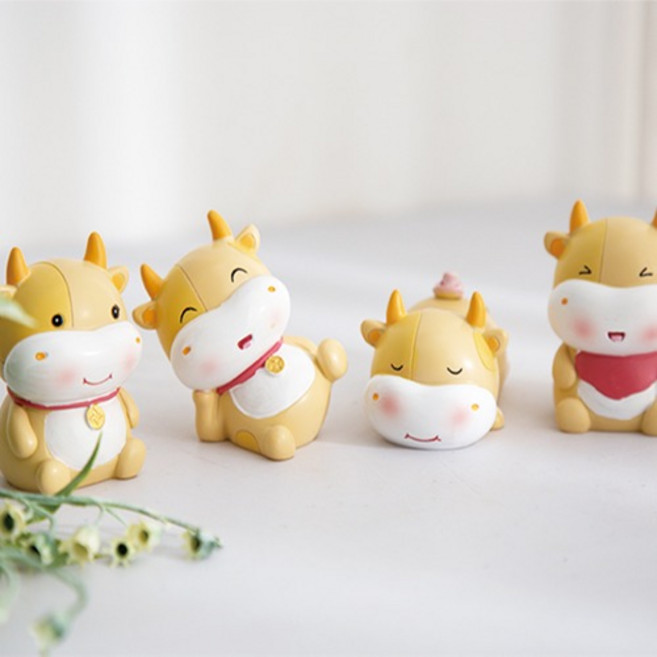 미니 소띠 인형 1P-미니장식 거실 홈 카페 인테리어 장식 소품 피규어 동물 테라리움 만들기, B