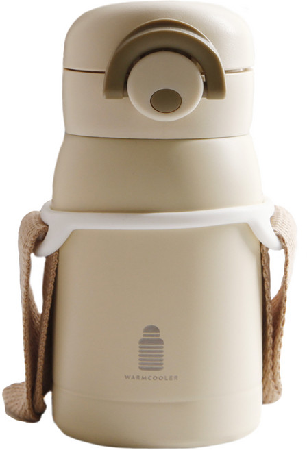 웜쿨러 원터치 보온 보냉 텀블러(스티커+스트랩세트), 01크림텀블러1개+스트랩1개+스티커4종, 1세트, 220ml