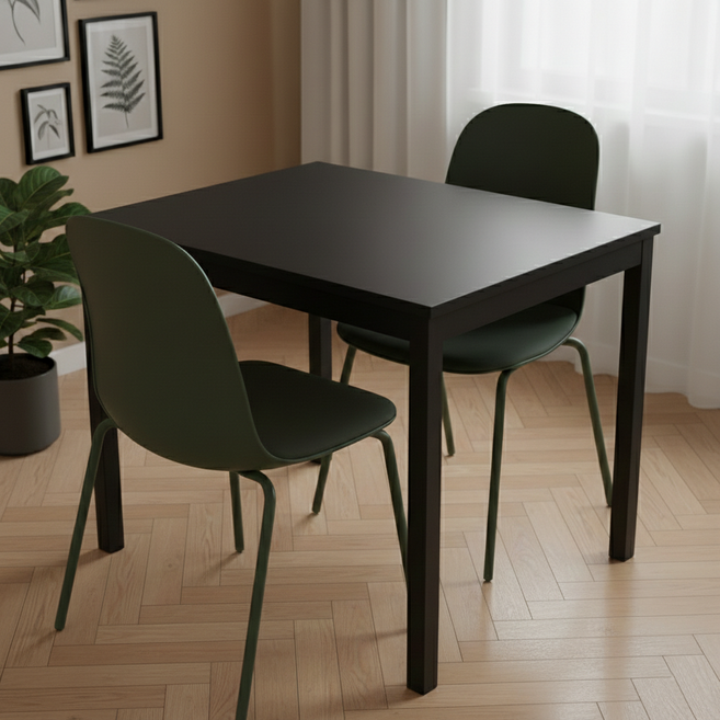 비셀리움 모던테이블 사각 식탁테이블 2인 다이닝 테이블 1인용 2인용 3인용 4인용 6인용 블랙프레임 식탁 600 800 1000 1200 1400, 블랙