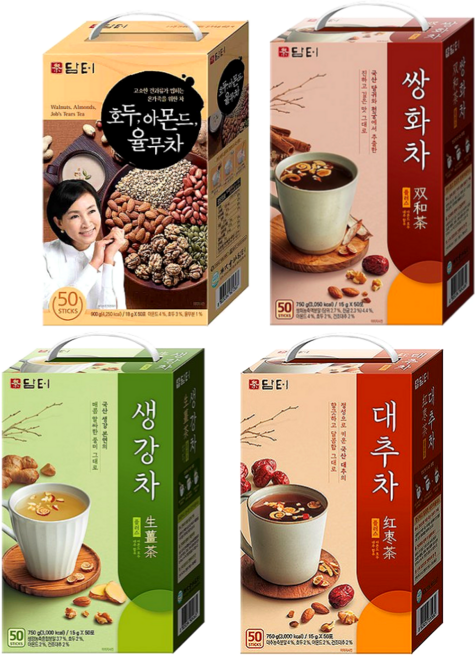 효진유통 담터 차 50개입 4종 율무차 + 쌍화차 + 생강차 + 대추차, 1개