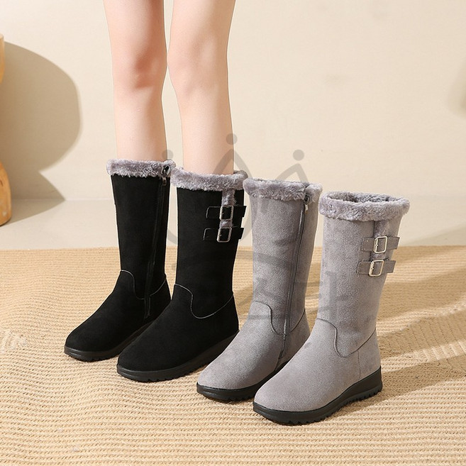 여자 겨울 부츠 기모 와이드 플랫 미끄럼 방지 패션 부츠