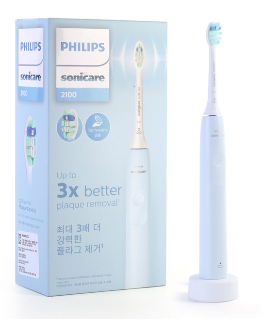 필립스 소닉케어 3100 시리즈 음파 전동칫솔, (필립스 도우) HX3651/22, 라이트 블루, 1개