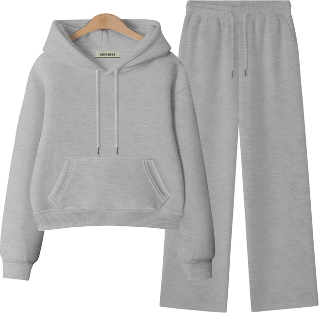 ANSANGSA 무지 여성 후드 상하세트
