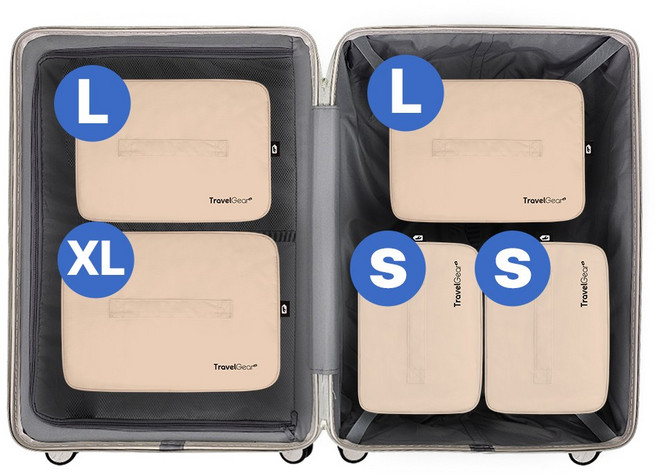 [28인치 캐리어] 트래블기어 더담아 압축파우치 세트 S+S+L+L+XL