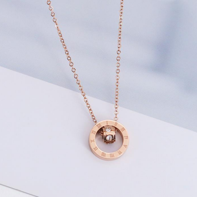 시르겜스 14k 도금 쌍동그라미 큐빅 여성 목걸이 XDXL-4