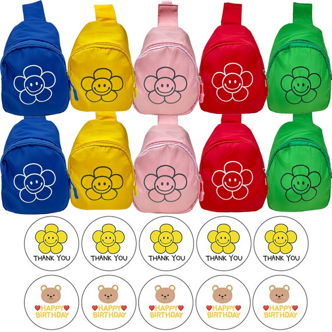 유치원 어린이집 선물 답례품 아동 키즈 스마일 꽃 슬링백, 10개, 혼합색상
