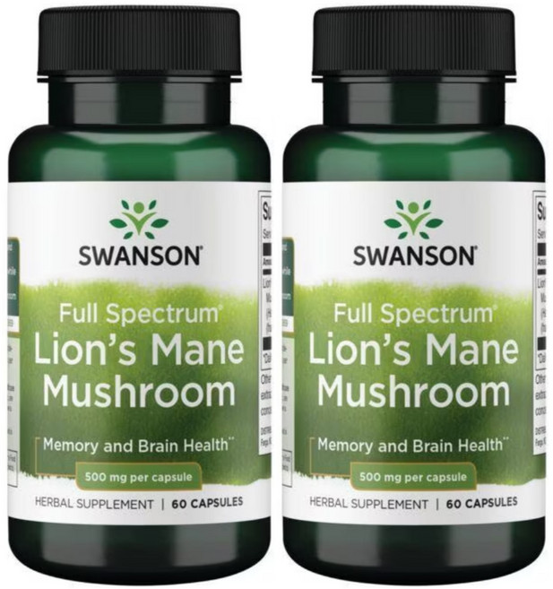SWANSON Lion's Mane Mushroom 500mg 60캡슐 2개, 60정