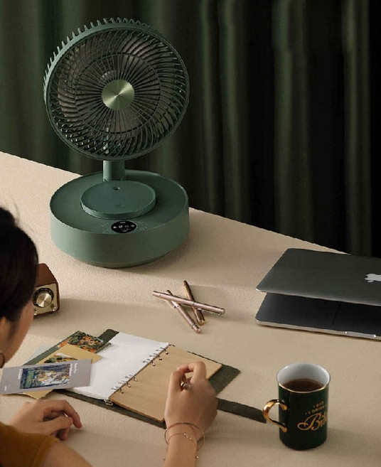 edon E908 샤오미 레트로 충전 가습기 선풍기 탁상 스탠드형, 녹색 - 기본 모델