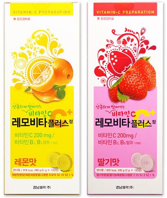 레모비타플러스정(레몬맛) 240g + 레모비타플러스정(딸기맛) 240g, 1개, 120정