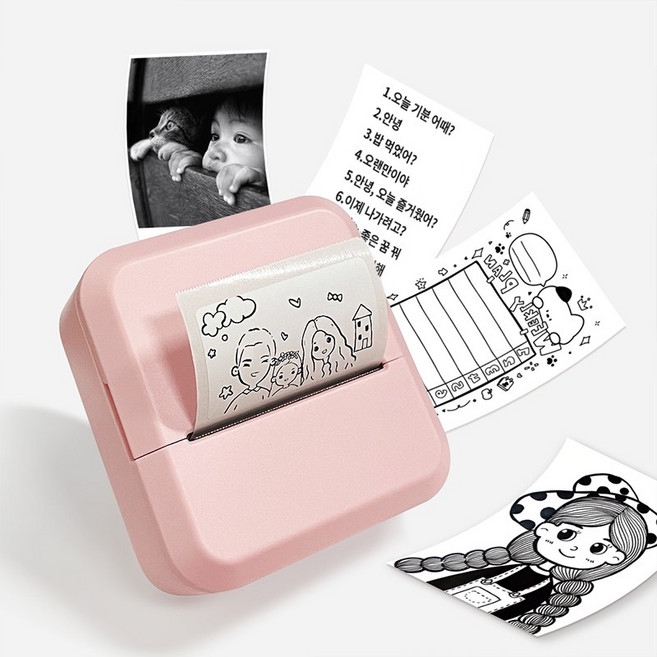 FONOW 라벨기 컴팩트한 블루투스 기능 탑재 감열 프린터, 1개, S2-2 핑크색