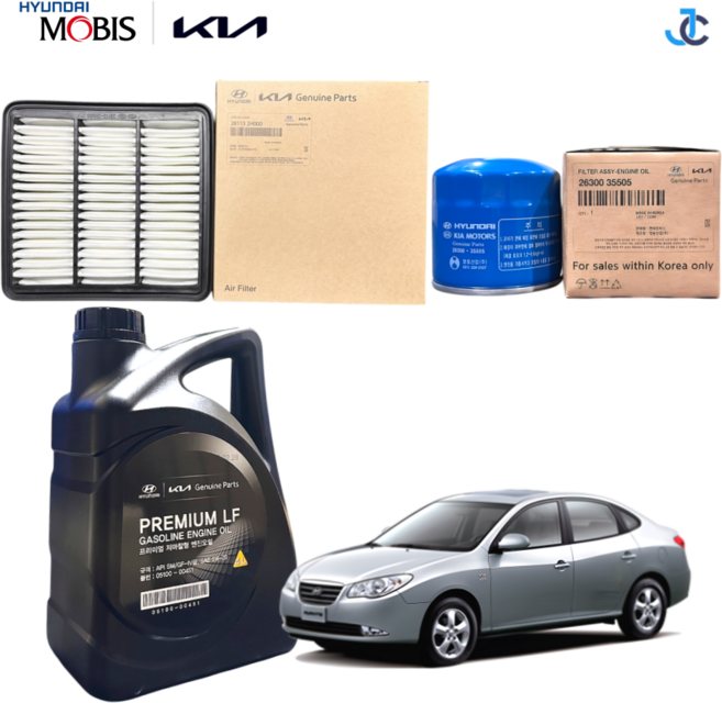 현대 순정품 아반떼 HD 가솔린 엔진오일세트 1대분, 1세트, 아반떼HD 1.6가솔린(06년-10년)