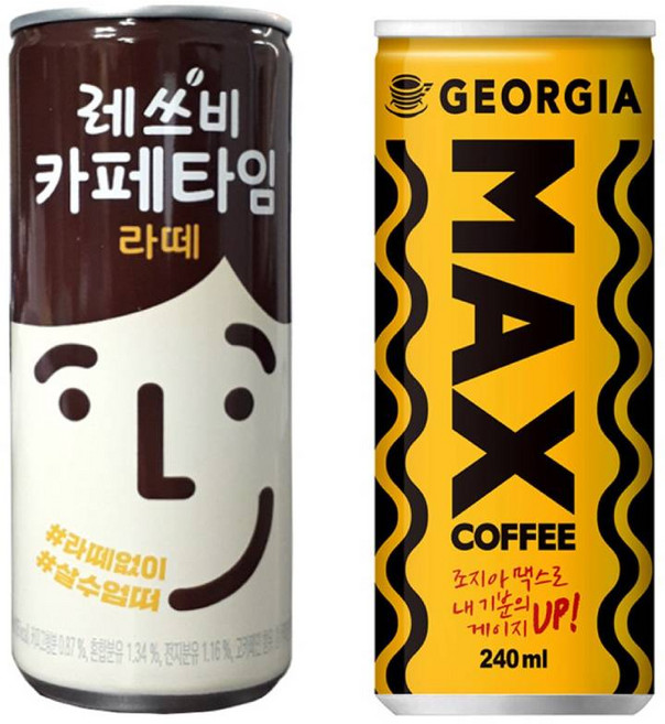 레쓰비 카페타임 라떼 240mlx15개+조지아 맥스 240mlx15개, 1개, 240ml
