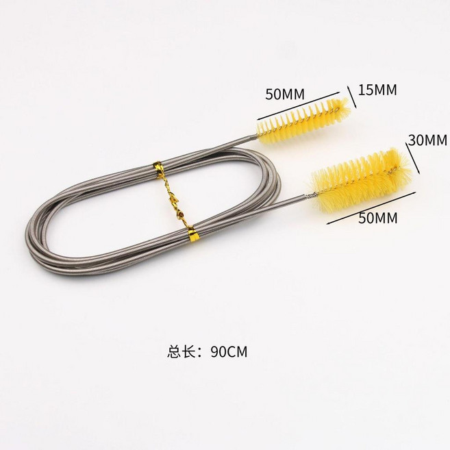新品 亞馬遜道清潔刷魚缸水管疏通清潔刷水族清洗工具雙頭不鏽鋼管清潔 副廠商品, 1個, 總長  90cm