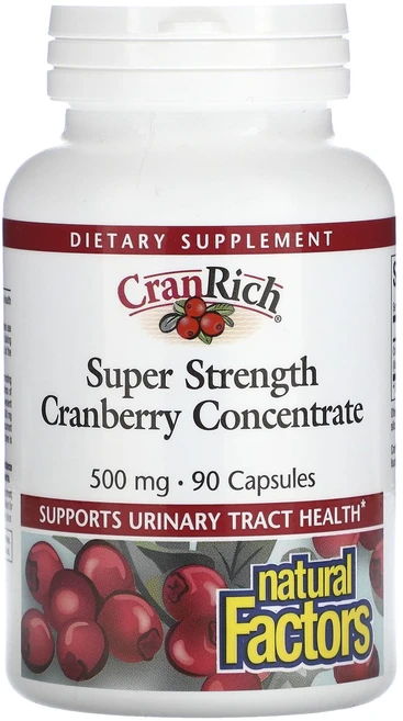 Natural Factors CranRich 슈퍼 스트렝스 크랜베리 농축물 500mg 캡슐 90정, Natural Factors CranRich 슈..., 1개 - 쿠팡