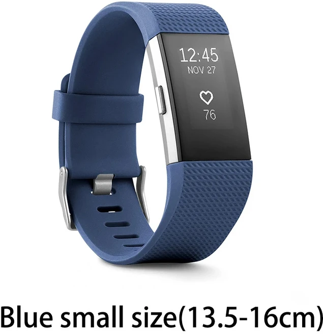 Fitbit Charge 2 스마트 손목 밴드 심박수 모니터링 운동 보수계 피트니스 통화 알림 GPS IOS Android, 01 Blue Small