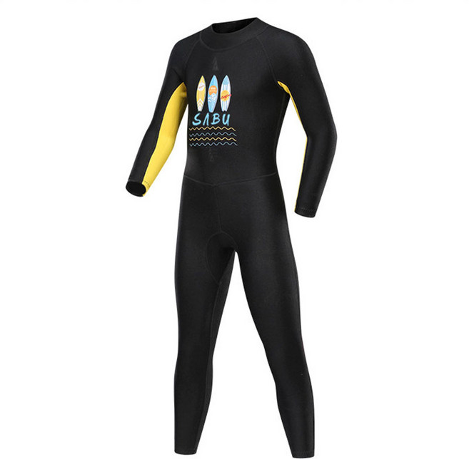 SABU 어린이 웻슈트 네오플렌 물놀이 잠수복, 블랙[남아용]