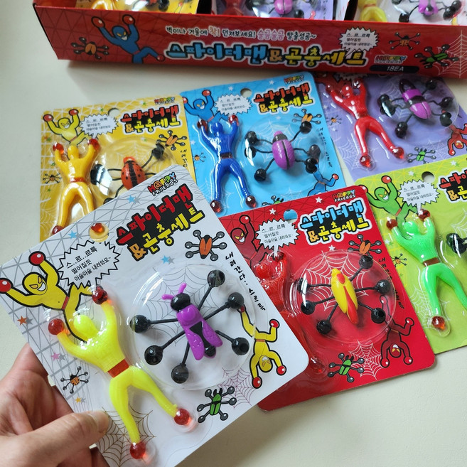 스파이더맨 찐득이 곤충 끈끈이 스파이더맨놀이 색상별 술게임 단체놀이, 6개