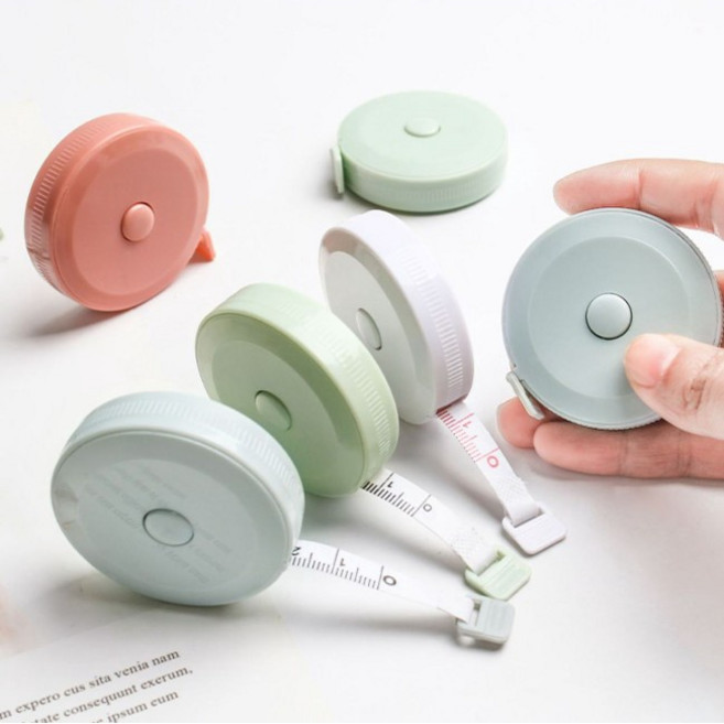 sp sauce 皮革伸縮捲尺 圓形迷你設計 雙面公英制刻度 1.5米隨身量衣皮尺, 1個, 經濟版-1個(不挑色)