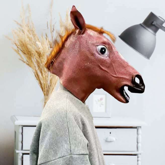 갈색 말 라텍스 가면 동물모양