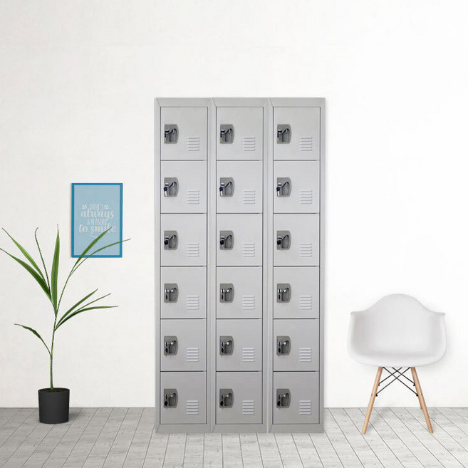철제 락커 캐비넷 사무용 사물함 옷장, 6단, 그레이