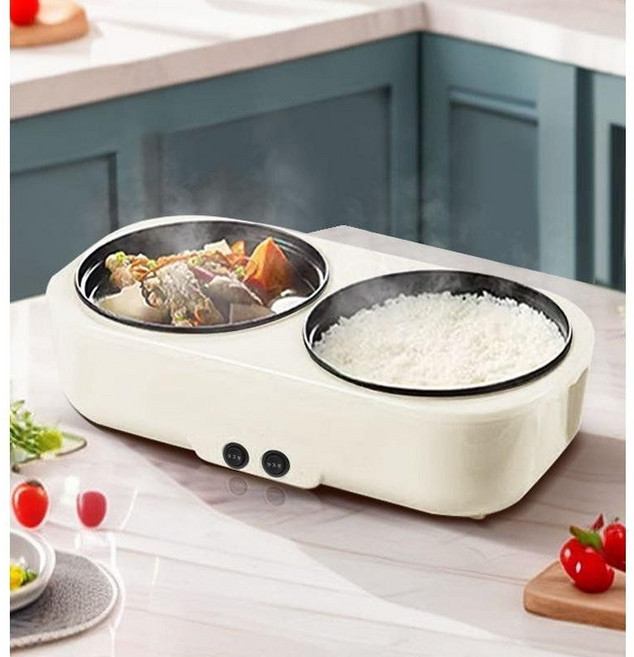 전기 밥솥 2구 멀티 쿠커 분리형 가정용 냄비 국 데우기 소면 찌개 2L 전기밥솥 (4-5인)
