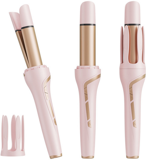 PYHO 2in1 전자동고데기 매직기 32mm 4단계 조절 오토 헤어 웨이브, 핑크