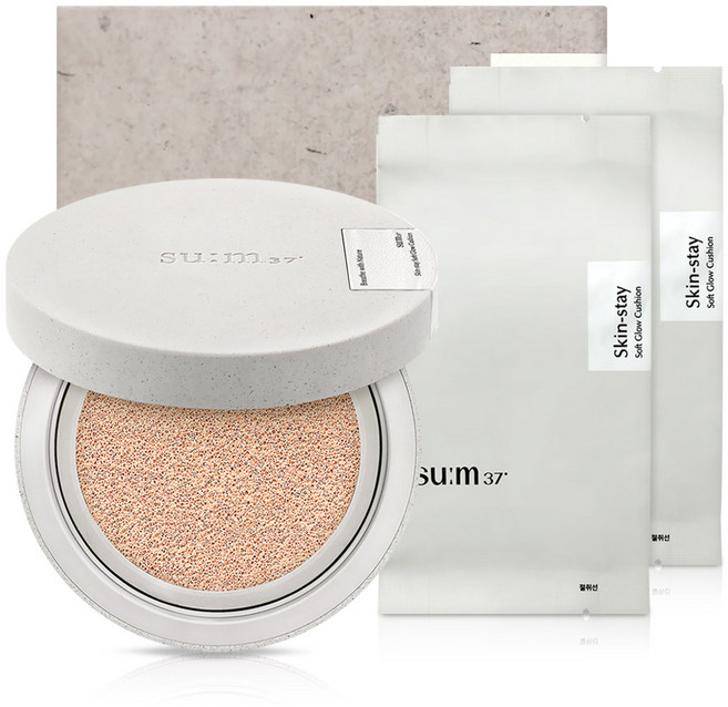 숨37도 쿠션 스킨스테이 소프트 글로우 쿠션 파운데이션 1호 라이트베이지 화장품세트, 1개
