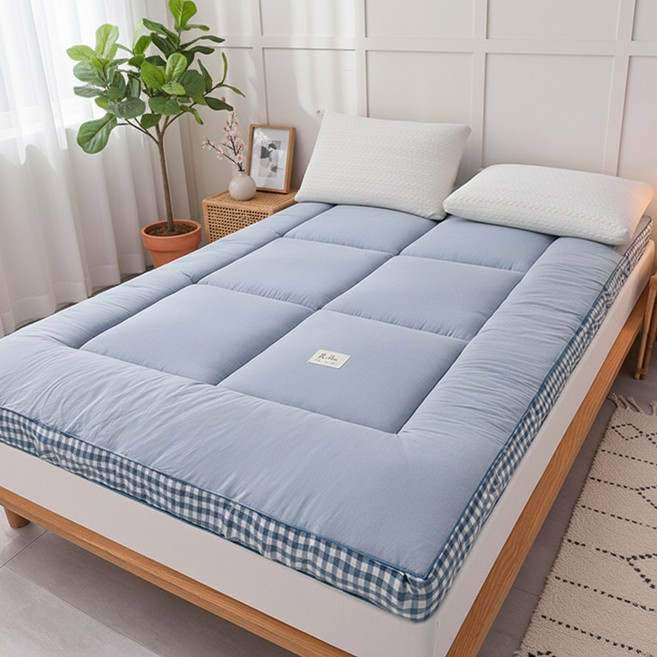 씽크라이프 세탁기OK 토퍼 매트리스 포근하고 편안한 사계절 숙면용 바닥 매트, 스카이블루