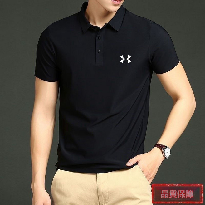 男士冰絲短袖POLO衫 M 藏青色 建議85-100斤