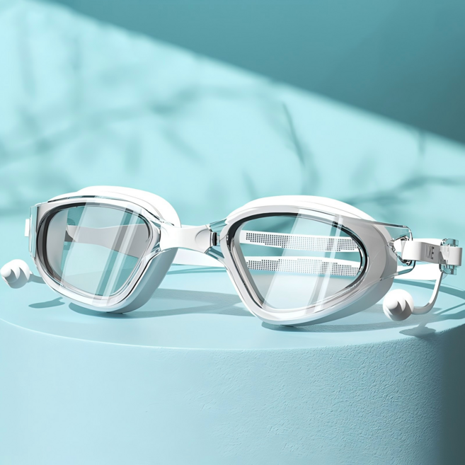 코차이 알 큰 수경 안티포그 처리 물안경 3종 컬러, 1개, 화이트