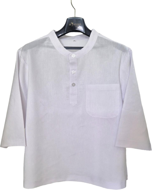 [사계절생활한복] 여름 남성 7부 차이나카라 티셔츠 내추럴 워싱 마 셔츠 스타일 생활한복