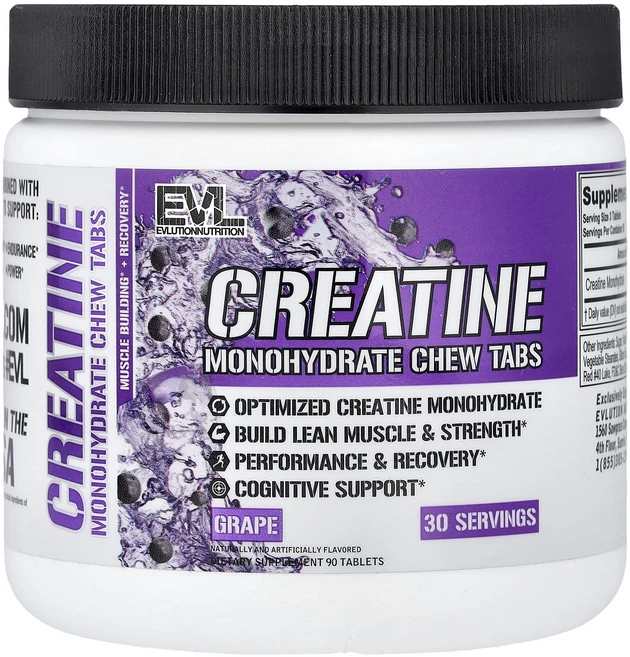 몸관리하세요 겨울입니다 EVLution Nutrition 크레아틴 일수화물 츄 정제 포도 90정 특별관리진행, EVLutionNutrition크레아틴일수화물츄정제포도, 1개 - 쿠팡